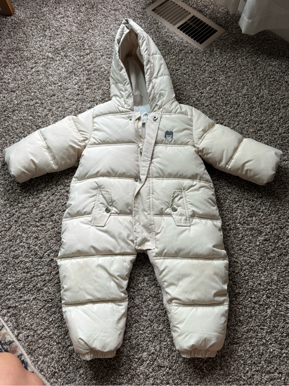 Mother’s Babybear 18-24mo Cream Puffer Snowsuit Romper with Hood